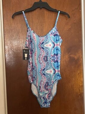 ethika Pink & Blue Abstract Print Bodysuit
